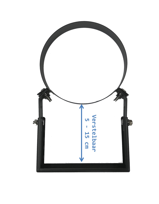 IsotubePlus Ø150/200 verstelbaar muurbeugel rvs zwart 5 - 15cm